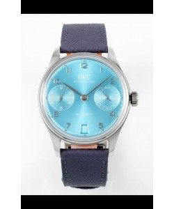 IWC Super Clone Portugieser Montre Réplique Suisse 1:1 Cadran Turquoise Boîtier Acier
