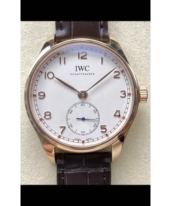 IWC Portugieser Super Clone Automatique 41 IW358306 Cadran Blanc Boîtier Or Rose