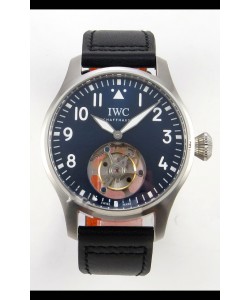 IWC Super Clone Portugaise à remontage manuel, tourbillon authentique, cadran bleu, boîtier en acier