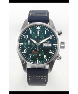 Réplique montre IWC Super Clone Pilot Chronograph Edition Cadran Vert Cuir Suisse 