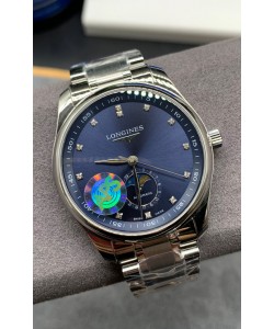 Longines Master Collection automatique Moonphase cadran bleu Réplique montre suisse Bracelet acier