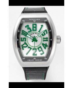 Franck Muller Vanguard Crazy Hours en acier inoxydable - Cadran blanc Réplique Suisse 
