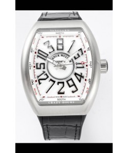 Franck Muller Vanguard Crazy Hours en acier inoxydable - Cadran blanc Réplique Suisse 
