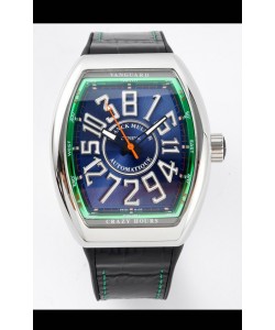 Franck Muller Vanguard Crazy Hours Acier Cadran Bleu Réplique Suisse 