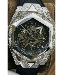 Hublot Big Bang UNICO Sang Bleu II Acier Inoxydable Diamants 1:1 Qualité Miroir Réplique Suisse 