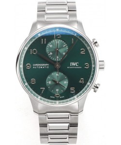 IWC Chronographe Portugais Réplique Suisse en Acier Cadran Vert - Reproduction 1:1 