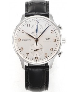 IWC Chronographe Portugais Réplique Suisse Montre en Acier Boîtier Acier Cadran Blanc - Reproduction 1:1 Miroir