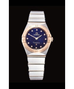 Omega Constellation Ladies Swiss Quartz Réplique 1:1 Miroir - Boîtier bicolore en cadran noir étoilé 