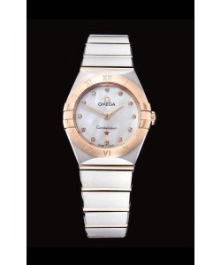 Omega Constellation Ladies Swiss Quartz Réplique 1:1 Miroir - Boîtier bicolore avec cadran blanc nacré