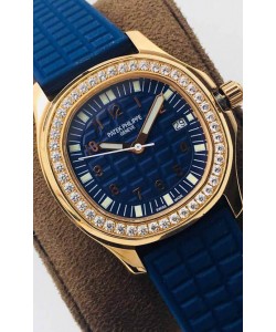 Patek Philippe Aquanaut 5067A Réplique Suisse en or jaune cadran bleu - 35MM