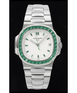 Patek Philippe Nautilus 5711 Cadran Blanc Miroir 1:1 Réplique en Acier 904L avec Lunette en Rubis