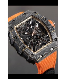 Richard Mille RM12-01 Boîtier en fibre de carbone Mouvement Tourbillon Authentique Réplique Montres Miroir 1:1