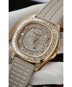 Patek Philippe Aquanaut 5062/450R-001 Or Rose Pavé de Diamants Réplique Montre Suisse 