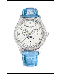 Patek Philippe Complications 4948G Quantième Annuel Phase de Lune Cadran Blanc Or Blanc Réplique Suisse 