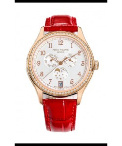 Patek Philippe Complications 4948G Quantième Annuel Phase de Lune Cadran Blanc Or Rose Réplique Suisse