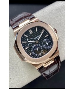 Patek Philippe Nautilus 5712/R Réplique montre suisse de qualité 1:1, cadran brun, bracelet cuir