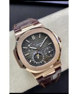 Patek Philippe Nautilus 5712/R Réplique montre suisse de qualité 1:1, cadran marron, bracelet cuir 