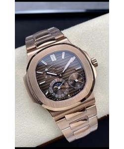 Patek Philippe Nautilus 5712/R 1:1 Réplique montre suisse de qualité, cadran brun, bracelet or rose