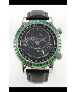 Patek Philippe Grand Complications 6102 avec cadran noir et diamants verts, réplique suisse