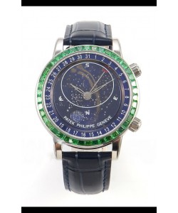Patek Philippe Grand Complications 6102 Cadran bleu Diamants verts Réplique suisse 