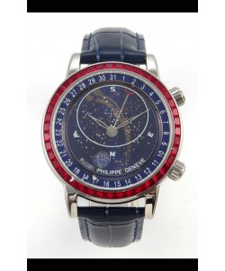 Patek Philippe Grand Complications 6102 Cadran bleu Diamants rouges Réplique suisse
