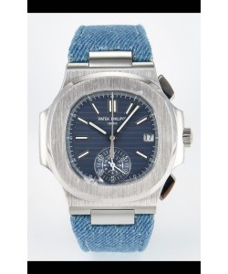 Patek Philippe Nautilus 5980/60G-001 Cadran bleu Bracelet en tissu