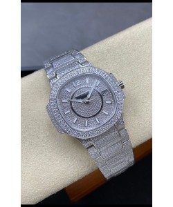 Patek Philippe Nautilus 7010 Acier inoxydable sertie de diamants 32MM Réplique 1:1 - Diamants véritables