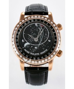 Patek Philippe 6104R Montre Superclone Grandes Complications en or rose - lunette diamants 