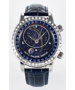 Patek Philippe 6104 Montre Grandes Complications Superclone en acier inoxydable - lunette diamants 