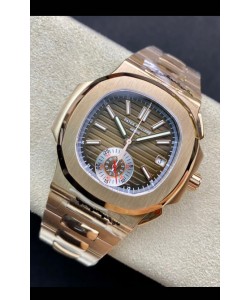 Patek Philippe Nautilus 5980/R Chronographe Or Rose sur Boîtier Acier 904L et Cadran marron - Réplique Miroir 1:1