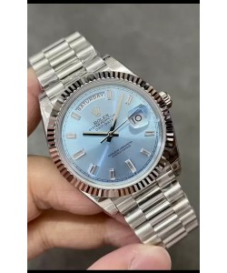 Rolex Day Date Presidential Montre en acier inoxydable ICE cadran bleu 40MM - Qualité miroir 1:1