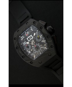 Montre Richard Mille RM011-FM Felipe Massa Boîtier monobloc en carbone noir forgé avec Bracelet Noir
