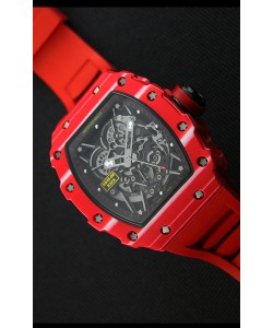 Montre Richard Mille RM35-02 Etui en une seule pièce forgé en carbone avec Bracelet rouge