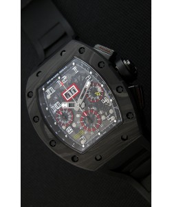 Montre Richard Mille RM011-FM Felipe Massa Boîtier monobloc en carbone noir forgé avec Bracelet Noir