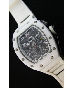 Montre Richard Mille RM011-FM Felipe Massa Étui en céramique blanc d’une seule pièce avec Bracelet blanc