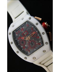 Montre Richard Mille RM011-FM Felipe Massa Étui en céramique blanc d’une seule pièce avec Bracelet blanc