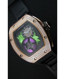 Montre Richard Mille 19-02 Tourbillon Fleur Suisse Boîtier en Rose Or Répliquée 