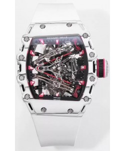 Richard Mille RM38-02 Boîtier carbone Bubba Watson Mouvement tourbillon caoutchouc blanc Réplique miroir 1:1