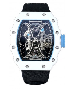 Richard Mille RM53-01 Pablo Mac Donough Boîtier TPT blanc Bracelet Nylon noir Montre Suisse Réplique