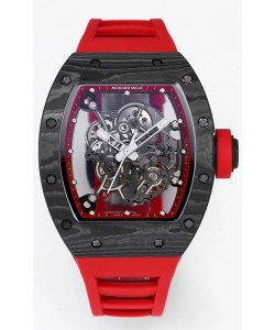 Montre Richard Mille RM055 Boîtier carbone noir Caoutchouc rouge 1:1 Superclone Tourbillon Authentique