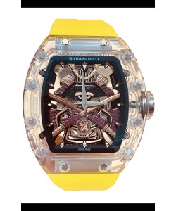 Richard Mille RM047 Samurai Tourbillon Véritable Bracelet Jaune et Boîtier Saphir 