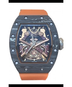Richard Mille RM047 Samurai Montre Tourbillon Authentique Boîtier Carbone Bracelet Orange