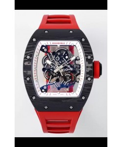 Richard Mille RM055 Boîtier carbone noir Montre superclone 1:1 Tourbillon Véritable 