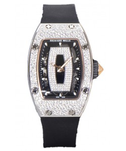 Montre Richard Mille RM007 Diamants Pavé Cadran Noir 904L Superclone Acier Suisse 