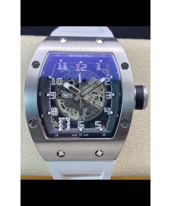 Richard Mille RM010 en acier inoxydable avec bracelet blanc Réplique de montre 