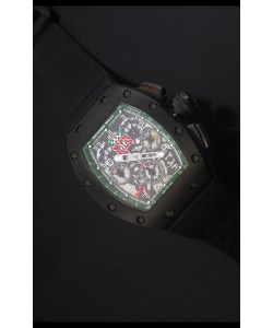 Richard Mille RM011 Filipe Massa PVD  Montre Réplique Suisse avec Sangle en Nylon Noire