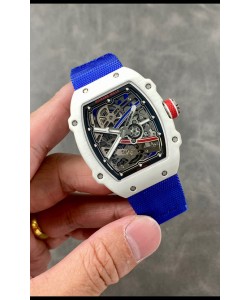 Richard Mille Super Clone RM67-02 Alexis Pinturault Montre Quartz Blanc TPT 37 Grammes Bracelet Bleu 