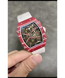 Richard Mille Super Clone RM67-02 Mutaz Barshim Montre TPT 37 Grammes Carbone Rouge Bracelet Blanc