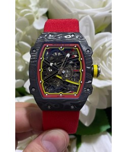 Montre Richard Mille Super Clone RM67-02 Alexander Zverev Carbone Noir TPT 37 Grammes Bracelet Rouge