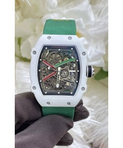 Richard Mille Super Clone RM67-02 Montre TPT 37 Grammes Quartz Blanc Bracelet Vert